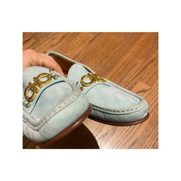 NWOT Salvatore Ferragamo Sport suede Gancini blue Horse Bit Driving loafer 10 B - Picture 4 of 10